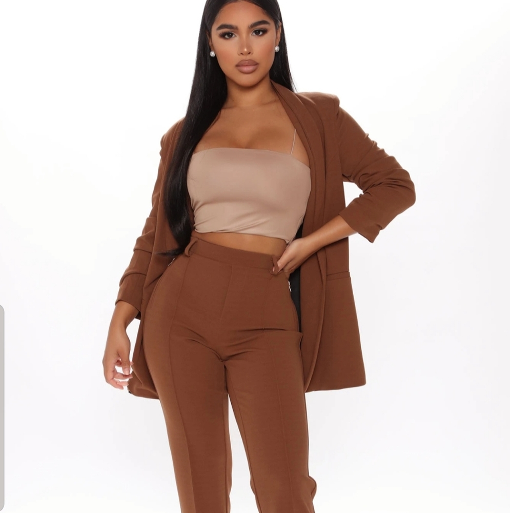 Business Classy Blazer Pant Set - Tan
